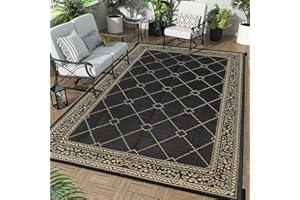 ‎ENYHOM Enyhom Groß Outdoor Teppich 180 x 270 cm, Wendbarer RV Camping Außenteppich, Strapazierfähiger Kunststoff Flachgewebe Picknickdecke, Recycelter Wasserdicht Tragbar Balkonteppich für Terrassen Eingang