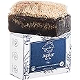 Pine Tar Soap with Loofah - Natural Exfoliating Soap Bar for Men - Smells Like Smoked Woody Pine - Handmade with Pine Tar, Jojoba Oil, Witch Hazel - Black Soap Bar for Body Scrub [4.40 oz - 125 gr]