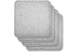 Rubberneck Juego de 4 Cojines de Asiento de Fieltro Antideslizantes, Cuadrado, extragruesos, Color Gris Claro