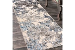 ‎MAZOVIA Mazovia Teppich Läufer Flur - Modern Teppichläufer – Kurzflor, Weich - für Vorzimmer Eingangsbereich Schlafzimmer Küche Korridor - Abstrakt Muster 70 cm Breite - Beige Blau Grau 70 x 300 cm