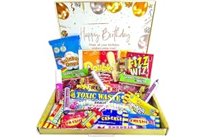 BELLADONA GIFTS Retro Sweets gift for Birthday | The Ultimate 80's & 90's Sweet Hamper Experience | Happy Birthday sweets gift box | Letterbox friendly | Sweets Hamper | Vegetarian Friendly |