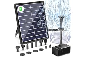 Biling Fontana Solare da Giardino per Esterno, Pompa Solare per Laghetto da 5,5 W con 3000mAh Batteria, 93,5 GPH, 1,2M Tubo con 6 Ugelli fontana pompa da Giardino, Bagno per Uccelli, Stagno, Piscina