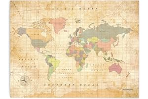 Miss Wood Woody Old School Mapa, Corcho, Multicolor, XL (60 x 90 cm)