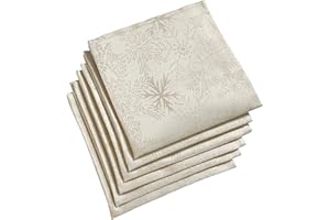 Celebright Christmas Pack of 6 Napkins - Square 17 x 17 Inches (43 x 43 cm) - Ideal Xmas Dinner Table Decorative Settings - Metallic Blizzard Snowflake Embossed Design - Cream & Metallic Gold
