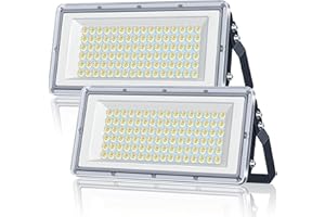 YIQIBRO Projecteur Exterieur LED 100W 2 Pièce, IP67 Etanche Projecteur LED Extérieur, 10000LM 7000K Blanc Froid Spot LED Extérieur, Lumière Extérieure Pour Terrasse, Jardin, Garage, Usine, Stade