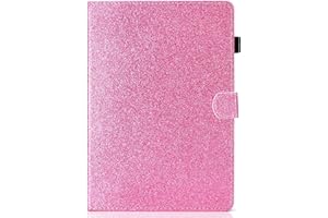 GÉNÉRIQUE DayQiQiPu Etui pour Apple iPad 6e/5e Gén/Air 2/Air (9,7 Pouces) Housse Flip en Cuir PU avec Support Motif Bling Bling Coque de Protection avec Fente Portefeuille & Auto Veille/Réveil Rose