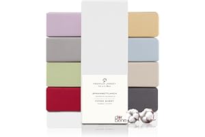 ‎DARBENE DarBene Spannbettlaken 90x200 PREMIUM 2er Set, Jersey 100% gekämmte premium Baumwolle, atmungsaktiv, superweiches Bettlaken bis 30 cm Matratzenhöhe, Oeko-TEX, Weiß