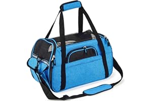 KAKA MALL Comodo trasportino per cani e gatti approvato per gli aerei, con morbide imbottiture laterali