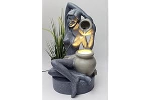 ARNUSA BK861 Fontaine de Jardin Avec Éclairage LED 60 cm - Aspect Granit, d'Intérieur et de Terrasse - Décoration de Jardin