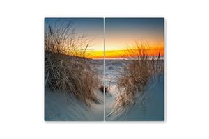 CANVASFLY 2 x 30 x 52 cm - Hob Cover for Glass Ceramic Hobs, Tempered Glass, 60 x 52 cm, Multicoloured, Cutting Plate