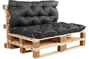 AMBIENTE HOME Ambientehome 20064 Coussin de Palette, avec Dossier, Dimensions d'Environ 120 x 140 x 10 cm, Support pour Palettes Euro, Gris