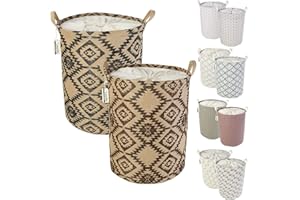 LessMo Kordelzug Wäschekorb Aufbewahrungssortierer, zusammenklappbare Pop-Up-Wäschekörbe, wasserdichtes rundes Baumwollleinen, [2 STÜCKE, verdickt 19,7 "/ groß]