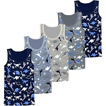 Sous-vêtements Garçon Dinosaures - Pack De 5 Débardeurs Coton/Élasthanne - Taille 1 à 11 Ans - LOREZA