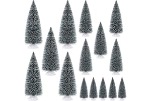 Homewit 15 Stück Mini Weihnachtsbaum künstliche Weihnachtsbäume klein Tannenbaum künstlich klein Weihnachtsbaum Schnee Christmas Tree Kunststoff Klein Weihnachten Deko Mini Baum 10/5/20 cm