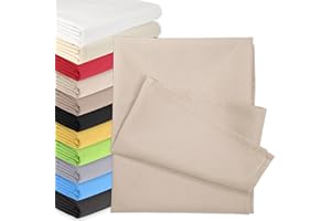 QOOLTEX Bed Sheet without Elastic 70 x 140 cm Beige (85% Cotton 15% Poly) Flat Sheet Smooth Bed Sheets Cotton Sheet House Towel Linen