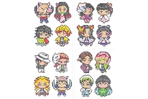 MEIEST 5D DIY Diamond Painting Stickers Kits for Kids, Game Us Diamond Art Mosaic Stickers by Numbers Kits Crafts Set for Children, Boys and Girls,Creative Handmade Art Craft Gift(Demon Slayer)