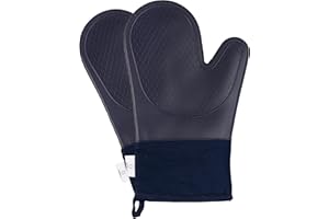 Silicone Oven Gloves Heat Resistant by Laffair - Blue Oven Gloves Silicone Oven Mitts Heat Resistant - Premium Non-Slip Design Kitchen Gloves