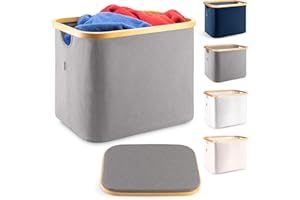 Lonbet - Szary kosz do przechowywania - 50 l - organizer do przechowywania w szafie wszystko w jednym - kosz do przechowywania do organizacji - wszechstronne zastosowanie: kosz na pranie i ubrania zabawki organizer łazienkowy