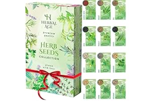 Herbal Age Grow Your Own Herb Garden Kit, 12 Herbs Plants, 8700 Herb Seed Box for Planting UK, Salad Leaves, Basil Seeds, Mint, Cress Seeds, Veg Plant Gardening Gift for Men, Women, Kids