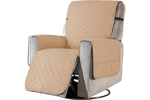 subrtex Sesselschoner Gesteppt Sesselbezug mit Armlehnen- Taschen, Reversible Sesselhussen für Relaxsessel und Fernsessel, maschinewaschbar(Farbe Sand, Groß)