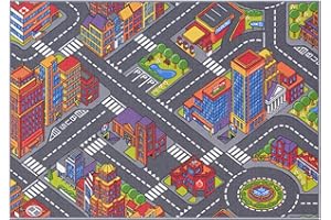 ‎CARPET STUDIO Carpet Studio Teppich Kinderzimmer 95x133cm, Kinderteppich, Spielteppich Straße Jungen & Mädchen, Teppiche für Babyzimmer, Schlafzimmer & Spielzimmer, Antirutsch, 30°C waschbar - Big City