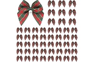 HILEYU 50 piezas de mini arcos para árboles de Navidad,2,5 cm adornos de lazo de a cuadros de Navidad decoración de lazo de festival para coronas navideñas decoración de árboles de Navidad de año nuevo