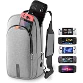 Syntech Sling Bag for Steam Deck/Switch 2/ROG Xbox Ally X/PS Portal, Gray | Crossbody seyahat &ccedil;antası, 3 katmanlı koruma, 3 b