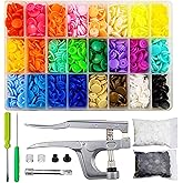 460 Sets of T5 Plastic Snaps with Snap Pliers, 24 Colours 12 mm | Snap Buttons, Snap Fasteners, Snap Fasteners for Sewing, Cl