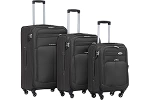 BEIBYE Stoff Kofferset Trolley Gepäckset mit Vorder Taschen, Oberer Öffnung und Dehnungsfuge (Coffee)