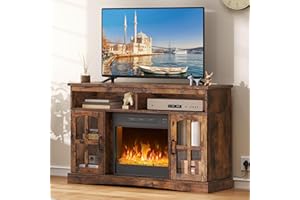 YITAHOME Electric fire and surround, tv stand with fireplace for 50" TVs, Electric Fireplace for living room with Adjustable Flame, Overheat Protection Fireplace Heater & Remote Controls(Rustic Brown)