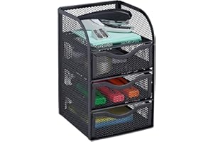 ‎RELAXDAYS Relaxdays Organizer na biurko, półka biurowa z plecionki metalowej, półka na artykuły biurowe, wys. x szer. x gł.: 21 x 12,5 x 13 cm, czarny