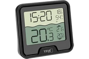 TFA Dostmann Thermomètre de piscine / d'étang numérique MARBELLA, 30.3066.01, pour mesurer la température de l'eau, piscine, de l'étang, du bassin, avec émetteur radio, noir