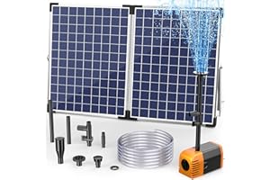 Biling Pompa solare per laghetto da 35 W, 1600 l/h, fontana solare con tubo da 2 m, lunghezza del cavo 4 m, altezza di mandata, pompe solari per stagno, giardino, cascata, piscina