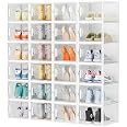 Boîtes à Chaussures Transparentes Empilables – Lot De 24, Plastique Rigide, Porte Magnétique – Rangement Pratique Pour Placard, Garage, Salon