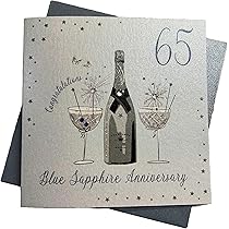 Husband 65th Blue Sapphire Wedding Anniversary Handmade Card Love Lines By White Cotton Cards Lla65h - View #7