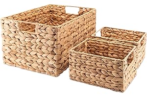 Decorasian - Cesto portaoggetti in giacinto d'acqua, intrecciato, zostera, rettangolare