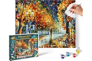 Schipper 609240910 Malen nach Zahlen – Spaziergang im Herbst - Bilder malen für Erwachsene, inklusive Pinsel und Acrylfarben, 24 x 30 cm