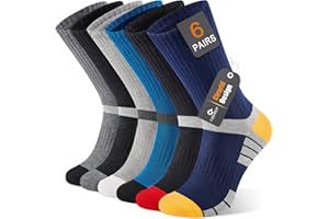 Cirorld Cushioned Mens Socks Multipack 6 Pairs, Anti-Blister Sports Socks Men Women, Moisture-Wicking Breathable Cotton Crew Sock for Work, Running, Walking, Hiking, Cycling