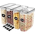 KICHLY Cereal Storage Container (Set of 4) – BPA Free Plastic – Airtight Kitchen Storage Containers -Dry Food Storage – Cereal Dispenser for Kitchen & Pantry
