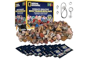 NATIONAL GEOGRAPHIC Kit de Recharge du Culbuteur de Roches – Un Mélange de 2,26 kg de Roches et de Pierres Précieuses, Comprend des Grains de Polissage