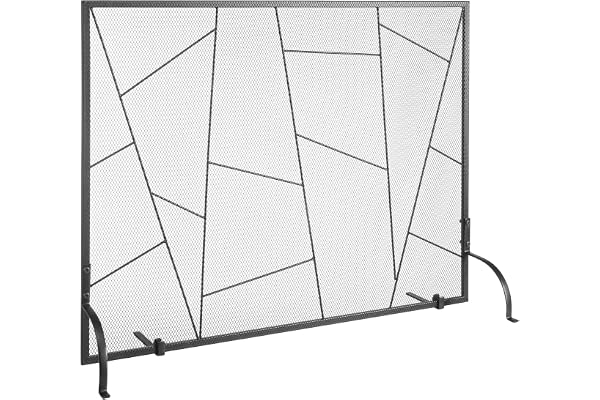 VEVOR Öppen spis skärm enkel panel, robust eldstad i järnnät, 906 (L) x 720 (H) mm gnistskyddsskydd, enkel installation, fristående brandstaket galler för vardagsrum heminredning modern