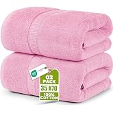 Utopia Towels - Pack of 2 Large Bath Towels (90 x 180 cm) -(Pink) | Ring Spun Cotton Extra Large Bath Towels - Soft, Fluffy,