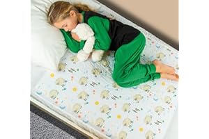 Bedwetz Potty Training Bed Pads | 2 Pack | 100% Waterproof Mattress Protector | Bedwetting Sheets, size fits Single & Toddler Beds | Non Slip Mat with Side Wing Tucks | UK Brand | Lamb