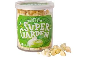 SUPERGARDEN Super Garden Cubetti de Pommes Lyophilisées - 100% Pur et Naturel - Convient aux Végétaliens - Sans Sucres Ajoutés, Sans Additifs Artificiels ni Conservateurs - Sans Gluten - Sans OGM