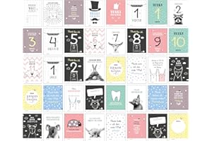 40 Baby Meilenstein-Karten für das 1. Lebensjahr für Mädchen und Junge. Baby Milestone Cards deutsch, zur Erinnerung der Entwicklung der ersten ... Geburt, Schwangerschaft, Taufe oder Baby Show