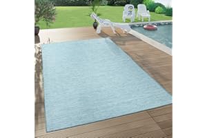 Paco Home Alfombra Salon De Habitacion Cocina Exterior Terraza Jardin Lisa Moderna Color Pastel Moteado, tamaño:120x160 cm, Color:Azul