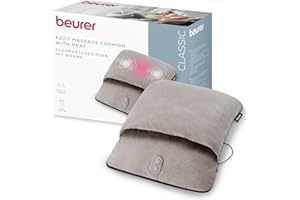 Beurer FM 28 Masseur de Pieds 2 en 1 : Masseur Electrique et Chauffe-Pieds avec Vibration Massage 3 Programmes Tissu Velours Doux Massage pour les Pieds Compact avec Câble USB-C Gris