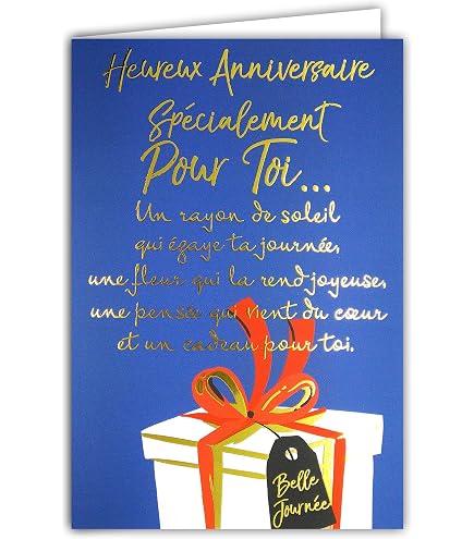 Carte Anniversaire Grande Format A4 'Joyeux Anniversaire' - Motif Fleurs Roses Et Pâquerettes Avec Paillettes