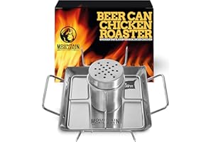 MOUNTAIN GRILLERS Beer Can Chicken Roaster Stand - Stainless Steel Holder - Barbecue Rotisserie Rack for the Grill, Oven or Smoker - Dishwasher Safe - Includes 4 Vegetable Spikes