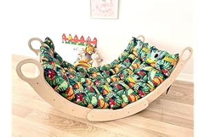 My Photostation.com Montessori Set di 2 Pezzi Arco e Cuscino Arrampicata in Legno Arco Arrampicata Arco Pikler, Set Triangolo per Bambini Cuscino Arrampicata